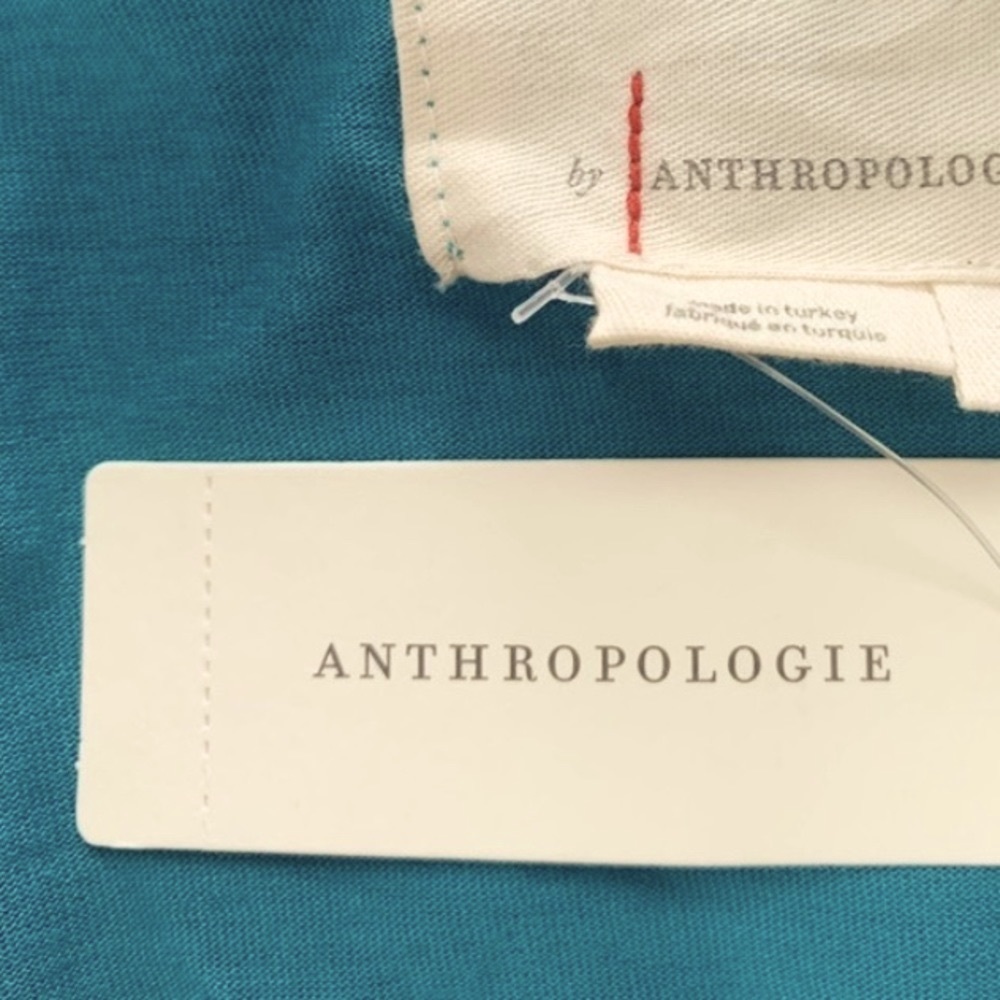 New! ANTHRO dress ruffle pointelle knit teal turquoise Anthropologie turquoise - Picture 6 of 7